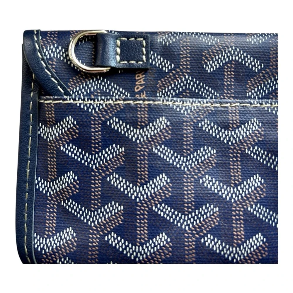 GOYARD Paris Navy Blue Goyardine Flap Pouch (for Tote) Made in France - No Strap